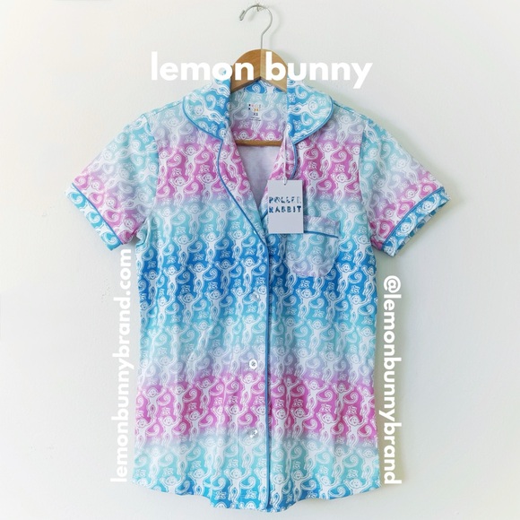 Roller Rabbit Ombre Monkey Polo Pajamas in Multi Cotton Candy Skies Size XS NWT - Picture 3 of 17